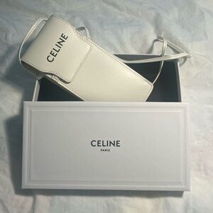Celine white sunglasses or phone case with strap  Box and glass cleaner included